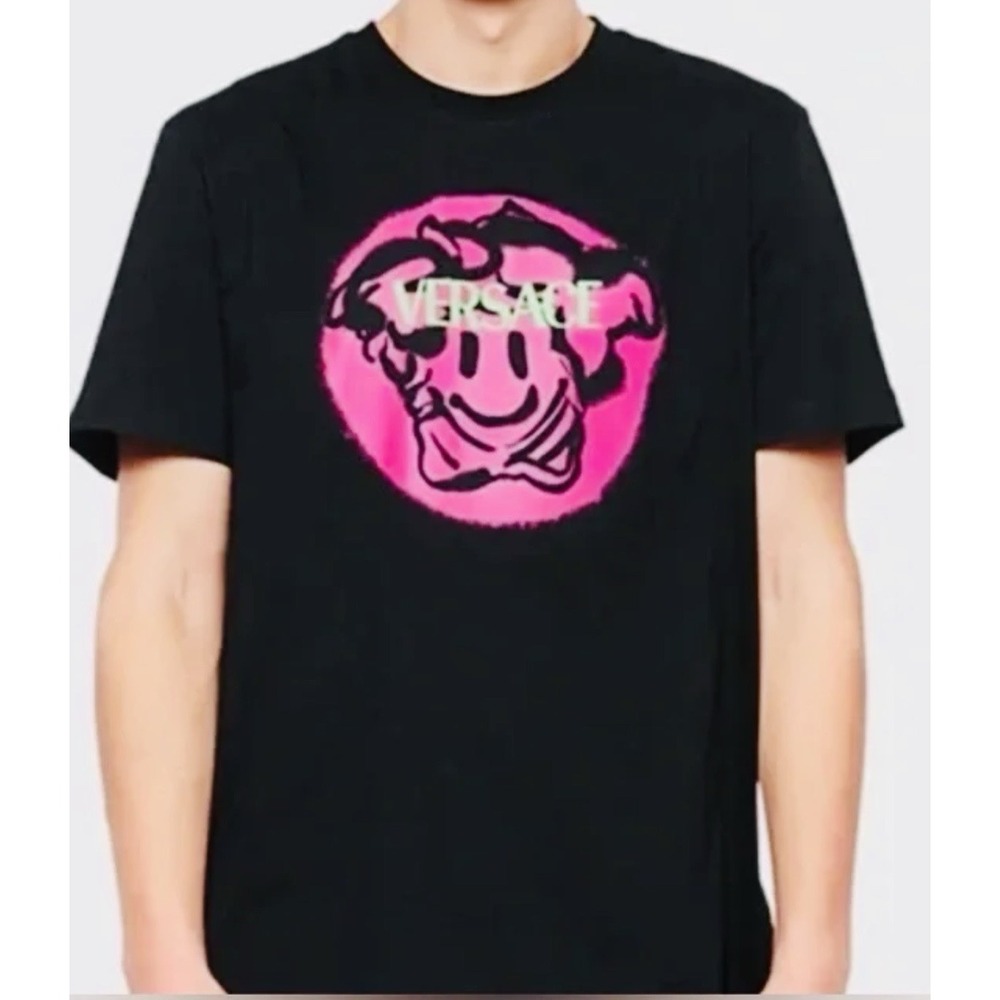 VERSACE Medusa Smile Tee Black Cotton T-Shirt Sz XL Original Excellent